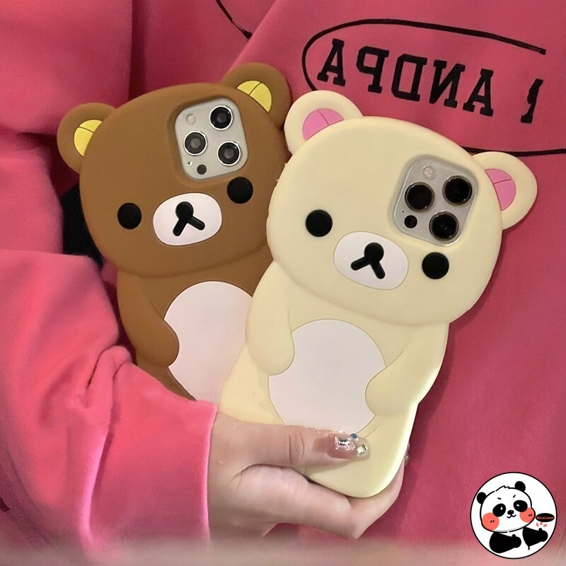 Ốp Điện Thoại 3D Rilakkuma Dễ Thương Cho Samsung Galaxy S25 S24 S23 Plus Ultra S25 + S24 + S23 + 5G 4G Vỏ Hoạt Hình Dễ Dàng Gấu Mềm Vỏ Silicon Chống Sốc