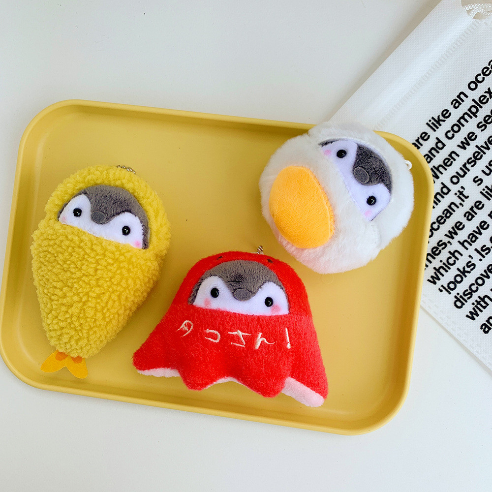 PS1 Kawaii Chim Cánh Cụt Sang Trọng Túi Quyến Rũ Thực Phẩm Nhật Bản Trang Phục Takoyaki Bánh Mì Tempura Onigiri Móc Khóa SP1