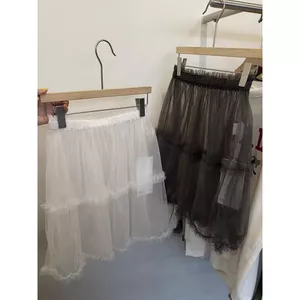 Milyfashion Váy dài lưới trắng nhiều lớp, họa tiết ruffle xinh xắn, dáng A ngăn ngừa, nữ tính