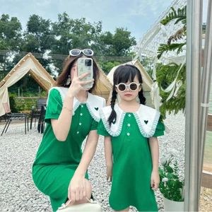 Váy Cha Mẹ-Con Bé Gái Thời Trang Dễ Thương Váy polo Top 80-160 Size 9XPI