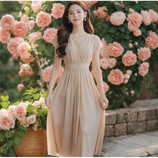 Đầm Midi Voan Thắt Eo Nữ Thanh Lịch – Đầm Dài Tôn Dáng Nữ Tính,Dáng Váy Bay Nhẹ, Dịu Dàng Sang Trọng