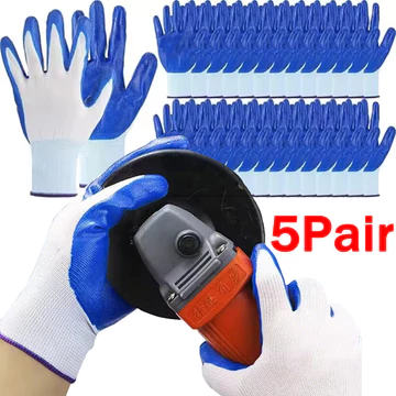 1 / 3 / 5 Đôi Găng Tay Nitrile Chống Trơn Trượt / Găng Tay Bảo Hộ Lao Động Chống Mài Mòn / Găng Tay Làm Vườn Xây Dựng