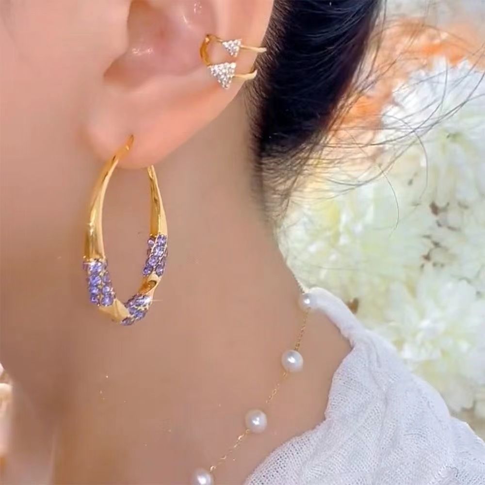 Bông tai zircon màu tím cao cấp - Phù hợp phụ nữ tinh tế và thanh lịch