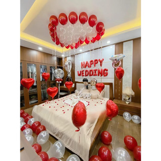 Set Bóng Trang Trí Phòng Cưới, Bóng Bay Trang Trí Phòng Cưới [TẶNG 100 CÁNH HOA HỒNG LỤA] DF37