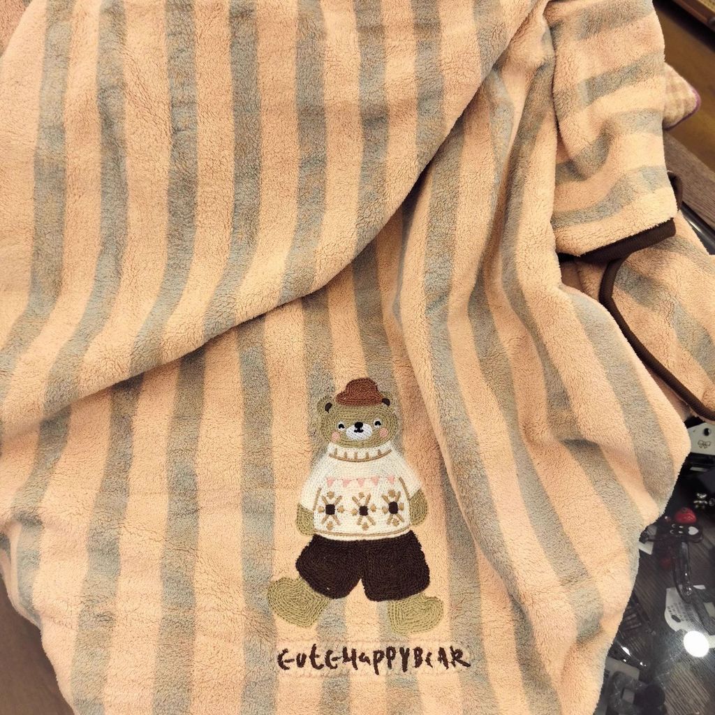 Khăn tắm lông cừu san hô mềm, thấm hút, không xơ, thêu công viên động vật, dày, cotton nguyên chất
