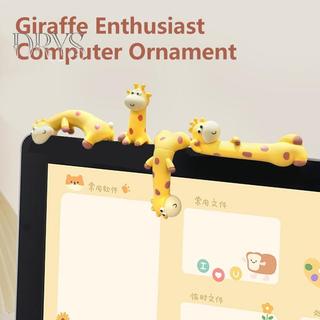Kawaii Hươu Cao Cổ Cao Su Trang Trí Rãnh Hoạt Hình, Tượng Dán Hình Hươu Cao Cổ Máy Tính MỚI