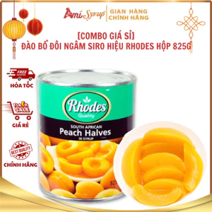 Đào Bổ Đôi Ngâm Siro Hiệu Rhodes Hộp 825g Topping Thơm Ngon Giòn Cho Pha Chế Trà Đào, Decor Bánh
