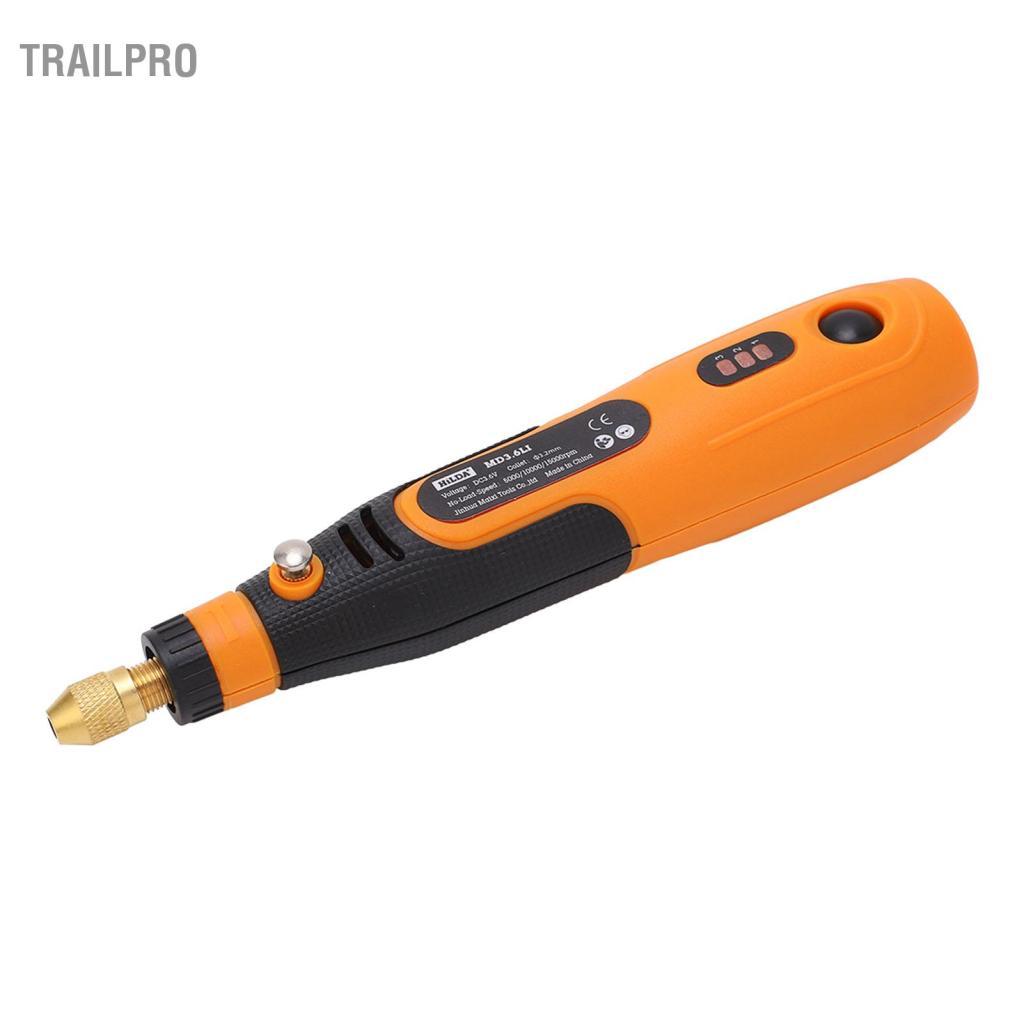 TrailPro Điện Bút Đánh Bóng Công Thái Học 10W Kích Thước Nhỏ Gọn Không Dây Dụng Cụ Xoay Có Thể Sạc Lại Tiếng Ồn Thấp Để Chà Nhám