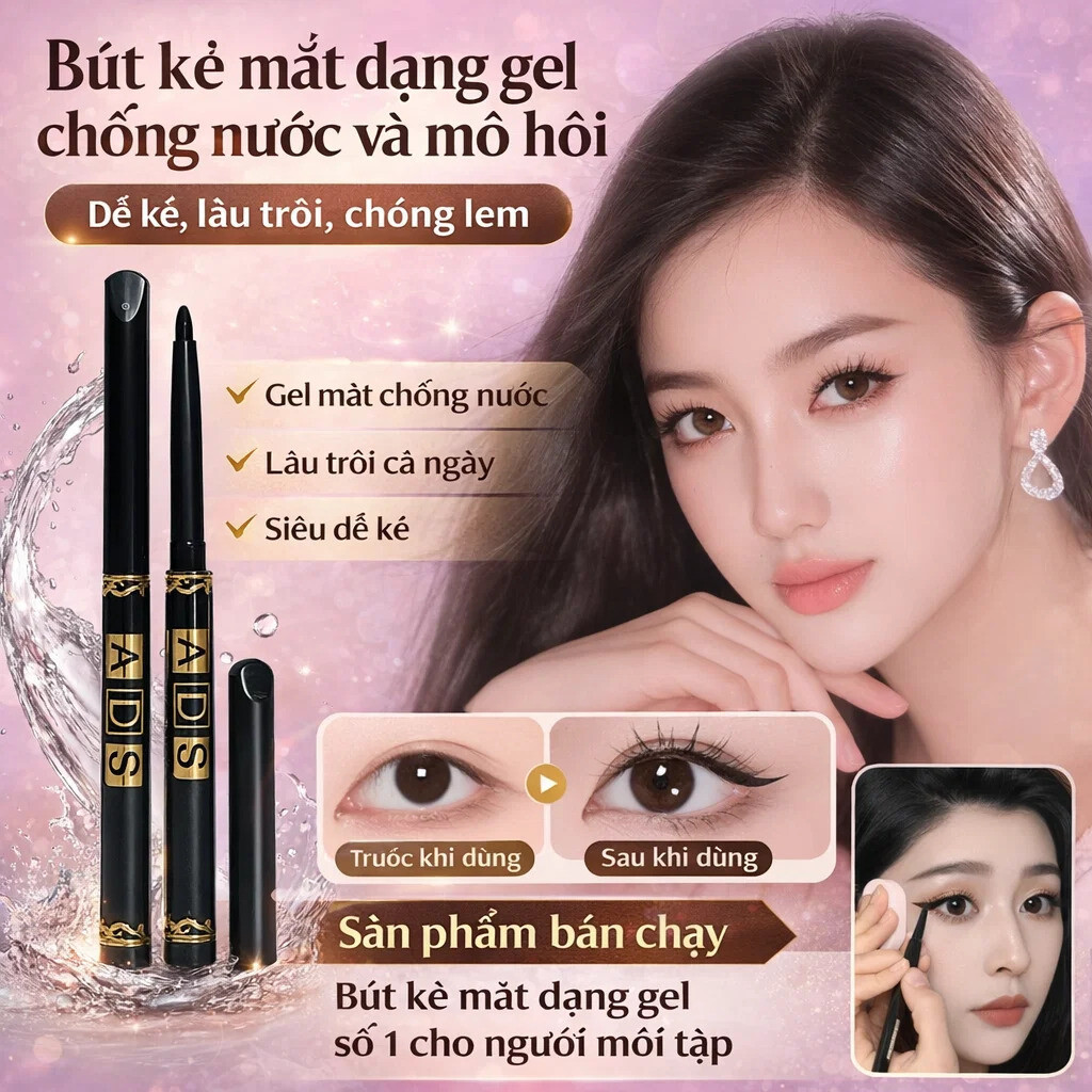 Bút kẻ mắt dạng gel chống thấm nước và mồ hôi / Bút kẻ mắt dạng gel xoay tự động / Bút kẻ mắt dạng gel không lem/Kẻ mắt dạng gel màu nâu