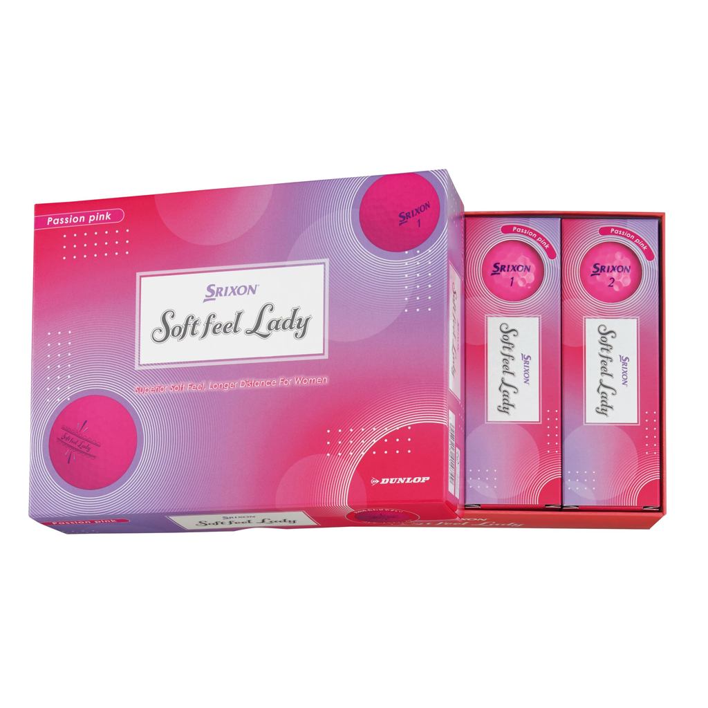 Bóng golf Dunlop SRIXON SOFT FEEL LADY 2025 – Hộp 12 bóng (1 dozen), màu hồng Passion Pink