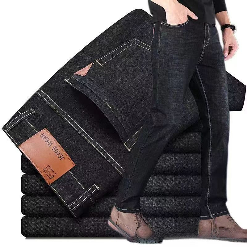 Quần Jean Denim Nam Co Giãn, Ống Thẳng Dáng Rộng, Phù Hợp Thời Trang Mùa Thu
