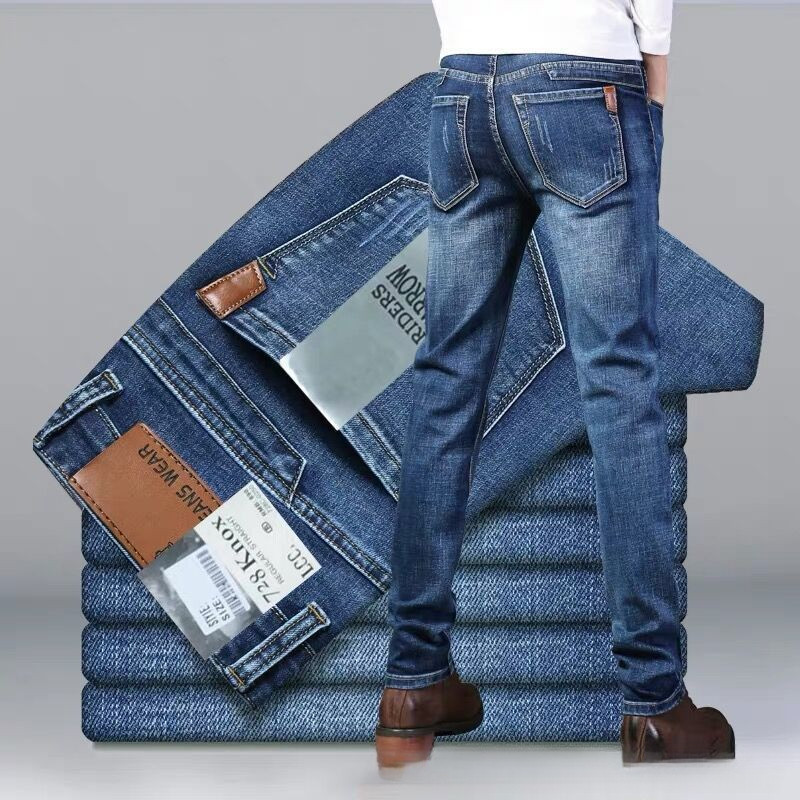 Quần Jean Denim Nam Co Giãn, Ống Thẳng Dáng Rộng, Phù Hợp Thời Trang Mùa Thu
