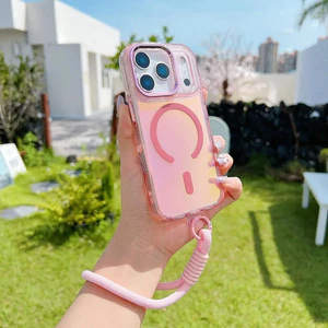Ốp Lưng Đổi Màu Cho iPhone 16 Pro Max / 14 / 13 11 Pro Max Chống Bụi Chống Sốc Thời Trang Có Dây Buộc