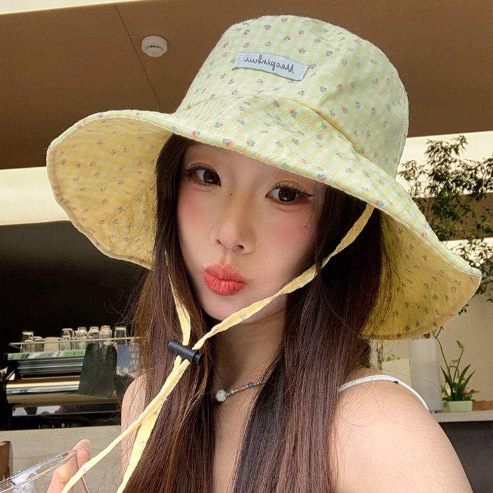 Mũ Ngư Dân IFASIN Vành Lớn Kẻ Sọc Hoa Ngọt Ngào, Gấp Gọn Phù Hợp Đi Biển