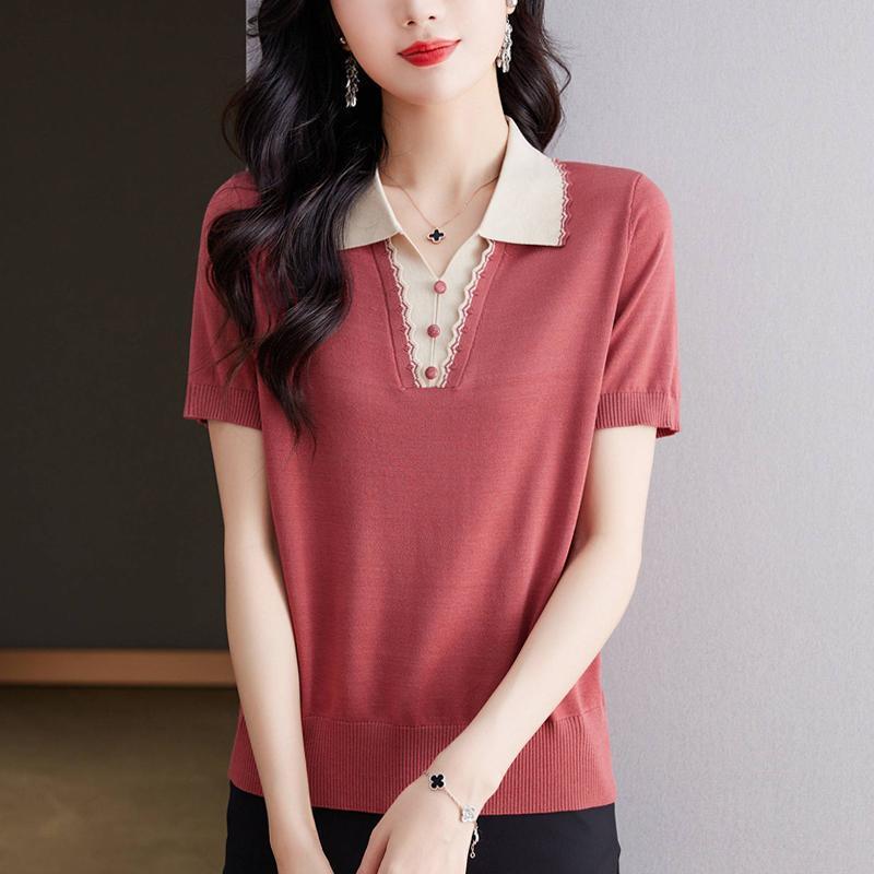 Áo sơ mi ngắn tay lụa kiểu phương Tây dáng rộng - thoáng khí và thoải mái
