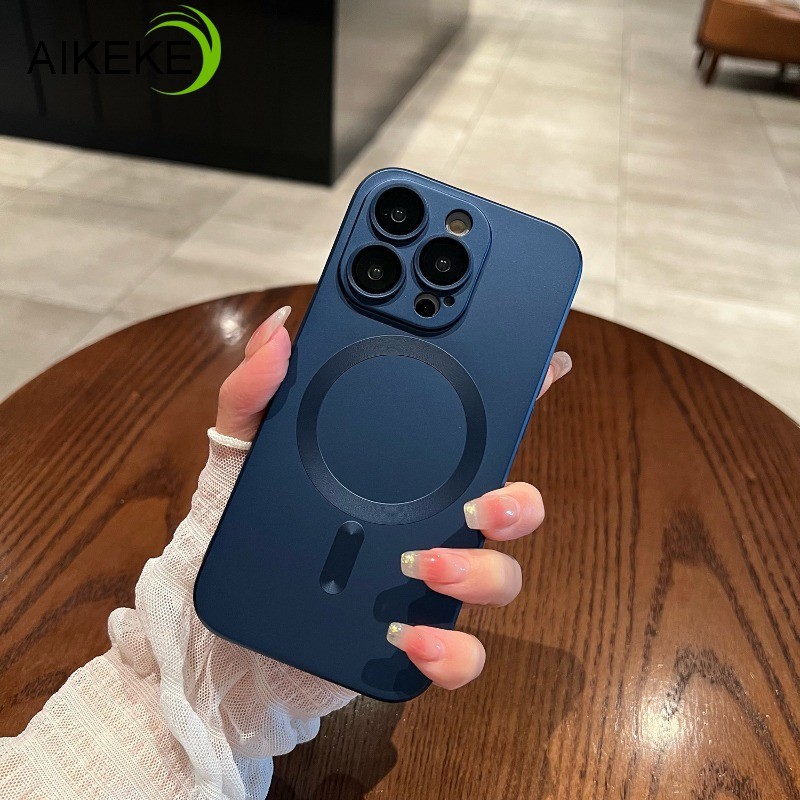 Tương Thích Cho iPhone 12 11 Pro Max XR XS Max X SE3 SE2 2022 2020 12ProMax 11ProMax Vỏ Điện Thoại Sơn Kim Loại Màu Trơn Vỏ Từ Tính Kinh Doanh Vỏ Sạc Không Dây Mềm