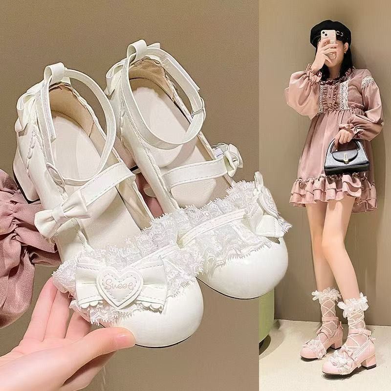 Giày Lolita gót thấp, da nhỏ dễ thương, phong cách Gothic, phù hợp váy công chúa cho bé gái