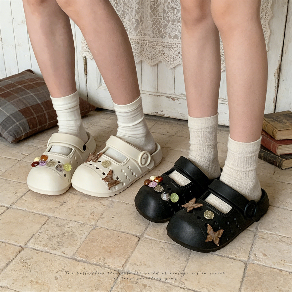 XIXITIAO Dép Nữ Retro Giải Trí Ngoài Trời Bướm Đi Biển Mùa Hè