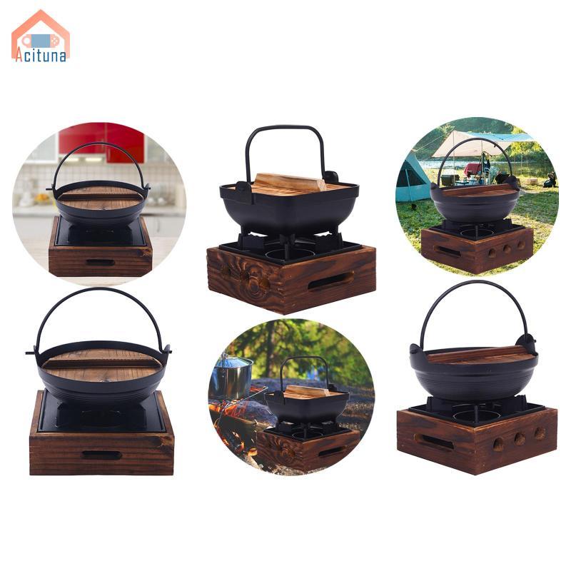 Acutuna Nồi gang gang phong cách Nhật Bản Nồi súp dung tích lớn có tay cầm cắm trại Nhà hàng và Nấu ăn tại nhà