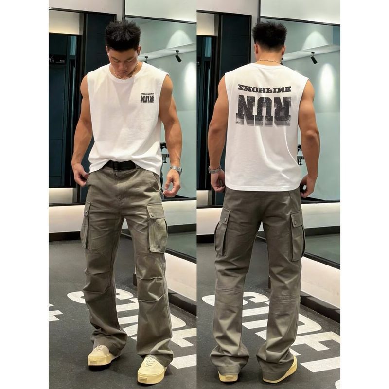 Áo Ba Lỗ Cotton Phong Cách Mỹ Cho Nam, Dáng Rộng Thích Hợp Mùa Hè