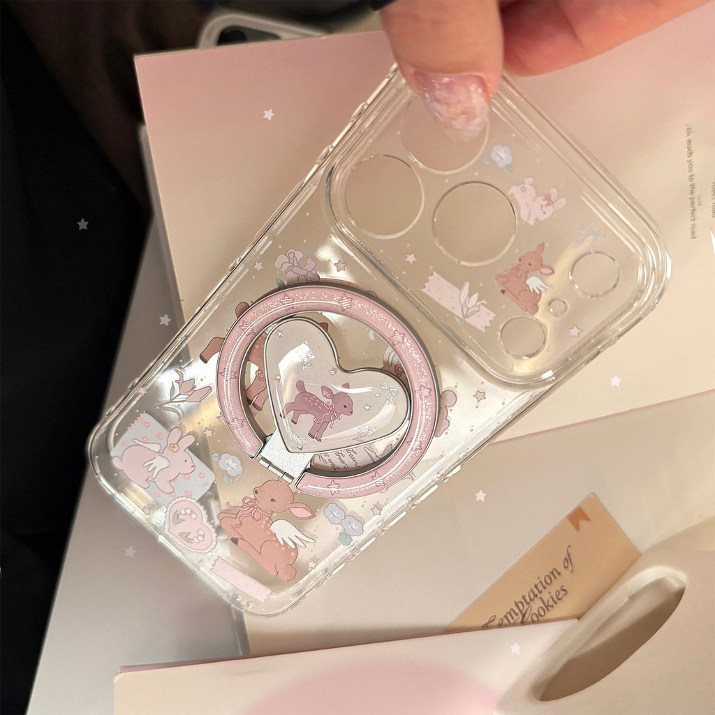 Huajian Xiaolu thích hợp cho vỏ điện thoại iPhone 17 Pro Max, iPhone 16 13 trong suốt 15 đế từ vàng và iPhone 17