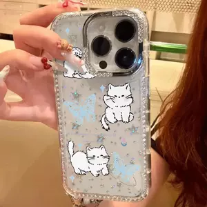 Mèo bướm phù hợp với 16 vỏ ốp điện thoại iPhone 17 kim cương lấp lánh sao14/13/11Pro