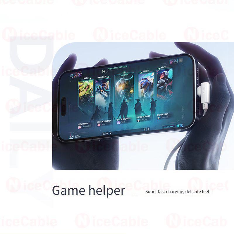 90°Cáp chơi game thiết kế Khuỷu tay Loại C Cáp sạc siêu nhanh 10A 240W USB sang Type C Dây dữ liệu bện Nylon cho điện thoại / máy tính bảng
