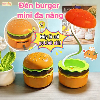 【BabyJoy】Đèn burger mini đa năng,kèm gọt bút và cất đồ,đèn ngủ để bàn dễ thương quà sinh nhật ý nghĩa