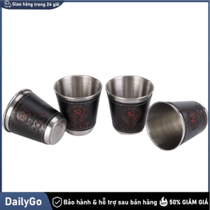 Bộ 4 cốc inox dã ngoại 70ml cho cắm trại trekking Cốc rượu inox،Nhẹ, bền, không vỡ، Cách nhiệt tốt