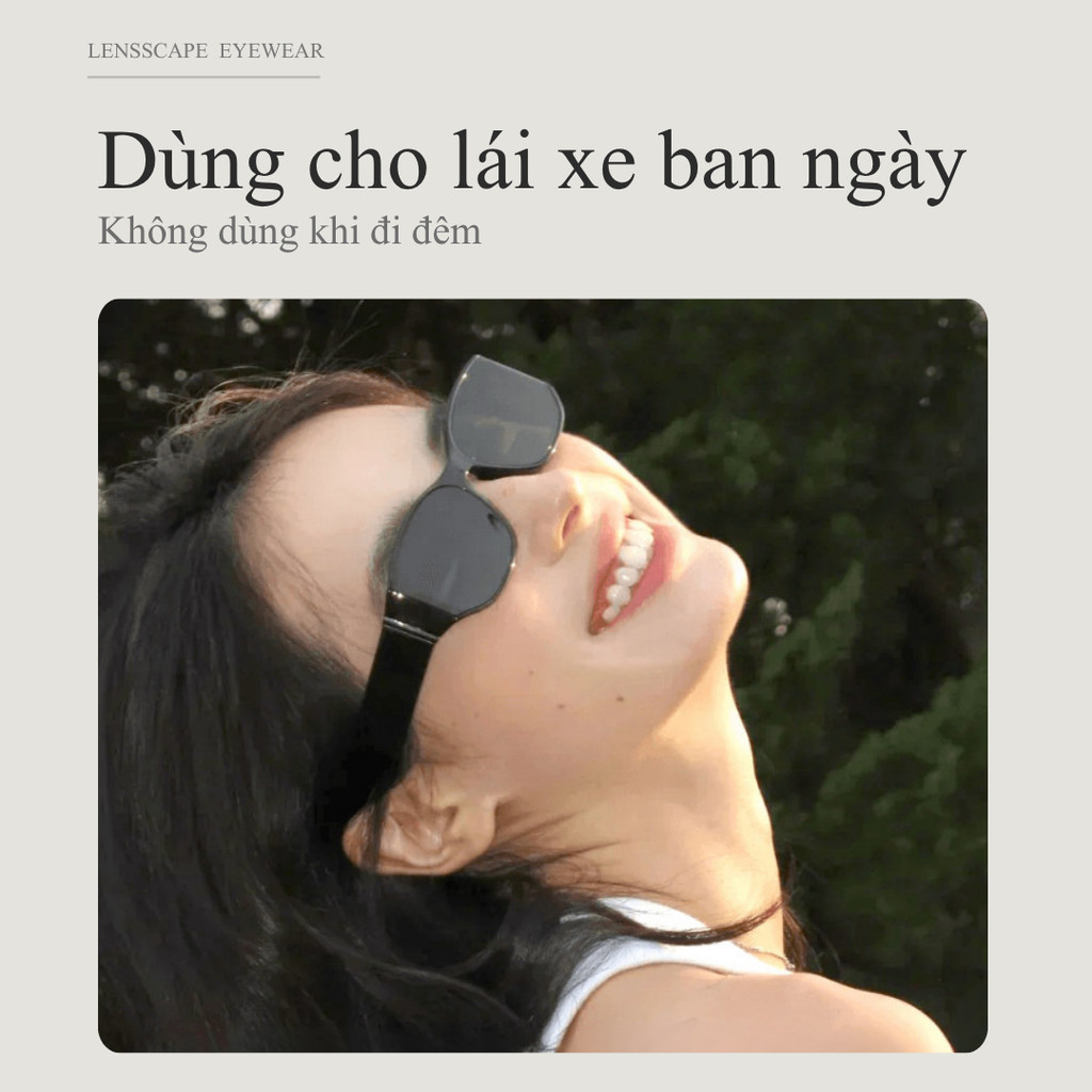 Lensscape Kính mát phân cực UV400 dáng chữ nhật gọn gọng TR90 tròng nylon dùng ban ngày