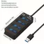 Hub DARON USB 3.0, 4 cổng có công tắc Bộ chia USB đa năng, Bộ chuyển đổi nguồn cáp dài tốc độ cao 5Gbps Nhiều trạm nối trung tâm mở rộng