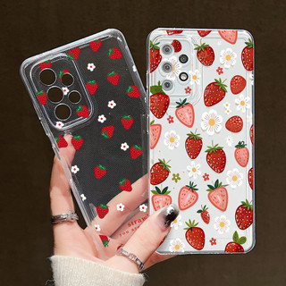 Ốp Lưng Cây Hoa Dâu Dễ Thương Cho OPPO Reno 15F 14F 15 11 12 13 14 Pro 5G Vỏ Mềm Trong Suốt Họa Tiết TPU Chống Sốc Hoạt Hình Silicon Trong Suốt