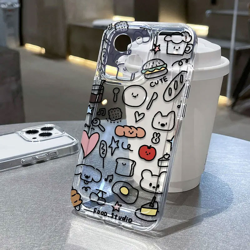 Ốp Silicon Trong Suốt Graffiti Cho iPhone 11-16 Pro Max