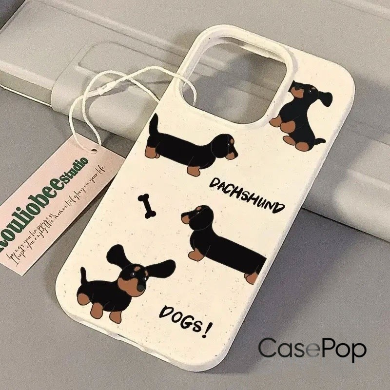 Ốp Chó Dachshund Hoạt Hình Phân Hủy Cho iPhone 11-17