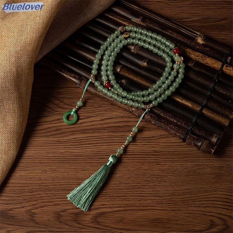 Choker phong cách dân tộc Trung Hoa với đá tự nhiên và hạt đính - Trang sức retro mới lạ