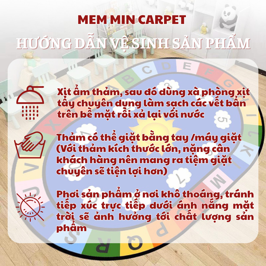 Thảm Montessori,Thảm Mầm Non Cho Bé,Thảm Trò Chơi Thông Minh. Thảm Giáo Cụ 2m x3m ,1m6*2m3 Dệt- MemMincarpet - THB16