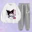 Bộ áo Hoodie và quần in hình hoạt hình Kuromi dành cho trang phục thể thao thông thường dành cho trẻ em