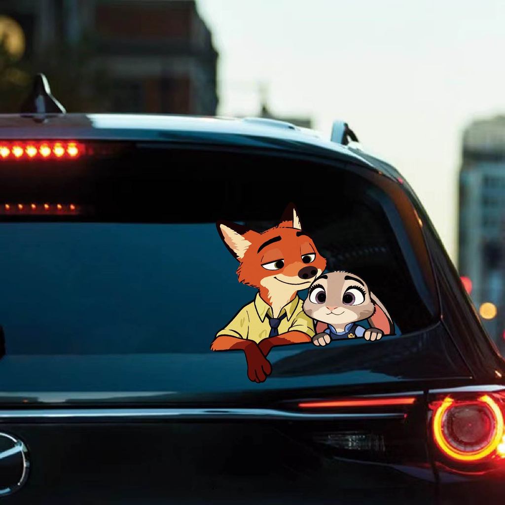 Crazy Zoo Hoạt Hình Dễ Thương Dán Xe Fox Nick Judy Thỏ Sĩ Quan Cảnh Sát Sáng Tạo Trang Trí Chống Thấm Nước Dán
