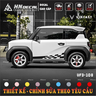 Tem dán xe VF3 - Decal dán xe VF3 MẪU TEM THỂ THAO CÁ TÍNH . 1 bộ dán 2 bên ( mẫu VF3 - 108 )