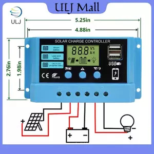 Bộ điều khiển sạc năng lượng mặt trời ULJ 30A 20A 10A 12V Bảng điều khiển năng lượng mặt trời tự động Bộ điều khiển LCD PV cho pin chì, USB kép.