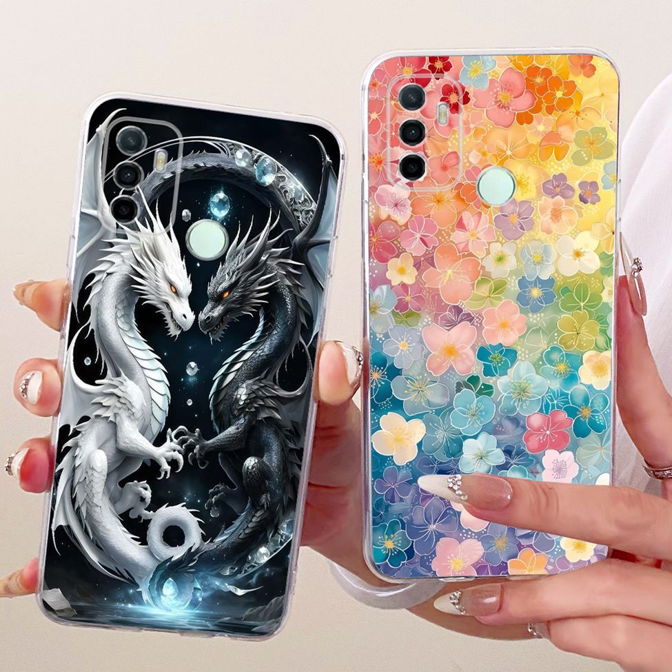 Ốp lưng trong suốt Oppo A53 4G CPH2127 Mèo dễ thương Thời trang Bướm Vỏ sơn ngộ nghĩnh OppoA53 4G CPH2131