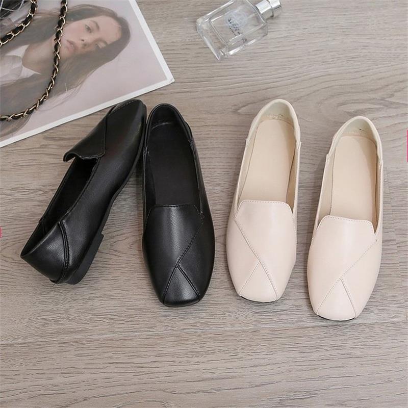 Retro Lười Một Chân Vuông Ngón Chân Nữ Mùa Xuân Hợp Thời Trang Đế Bằng Phù Hợp Với Giày Làm Việc SXHG