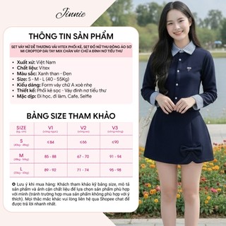 Set Áo Croptop Phối Kẻ Mix Chân Váy Ngắn Chữ A Đính Nơ Tiểu Thư Dễ Thương Phong Cách Hàn Quốc