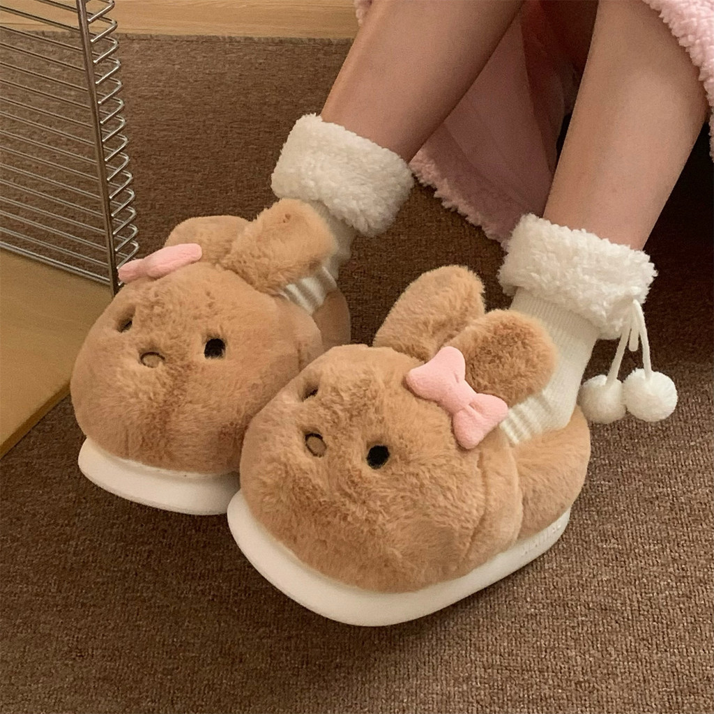 XIXITIAO Dép Cotton Dễ Thương Thỏ Ngọt Ngào Nữ Mùa Đông Thời Trang Phòng Ngủ Nhà