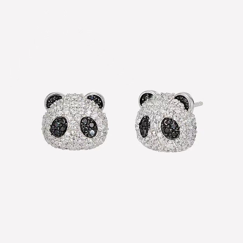 Quốc Gia Hợp Thời Trang Gấu Trúc Tinh Tế Full Zircon Mặt Dây Chuyền Bông Tai Nhỏ Dễ Thương Phù Hợp Với Xương Đòn Dây Xích ins Xương Đòn Hợp Thời Trang