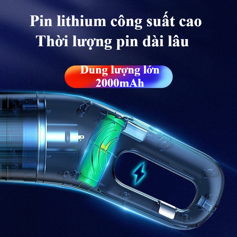 Máy Hút Bụi Cầm Tay Không Dây, Dây Dung Tích 500ml, Công Suất 120W, Lực Hút Siêu Mạnh, Cho Ô Tô Và Nhà Cửa