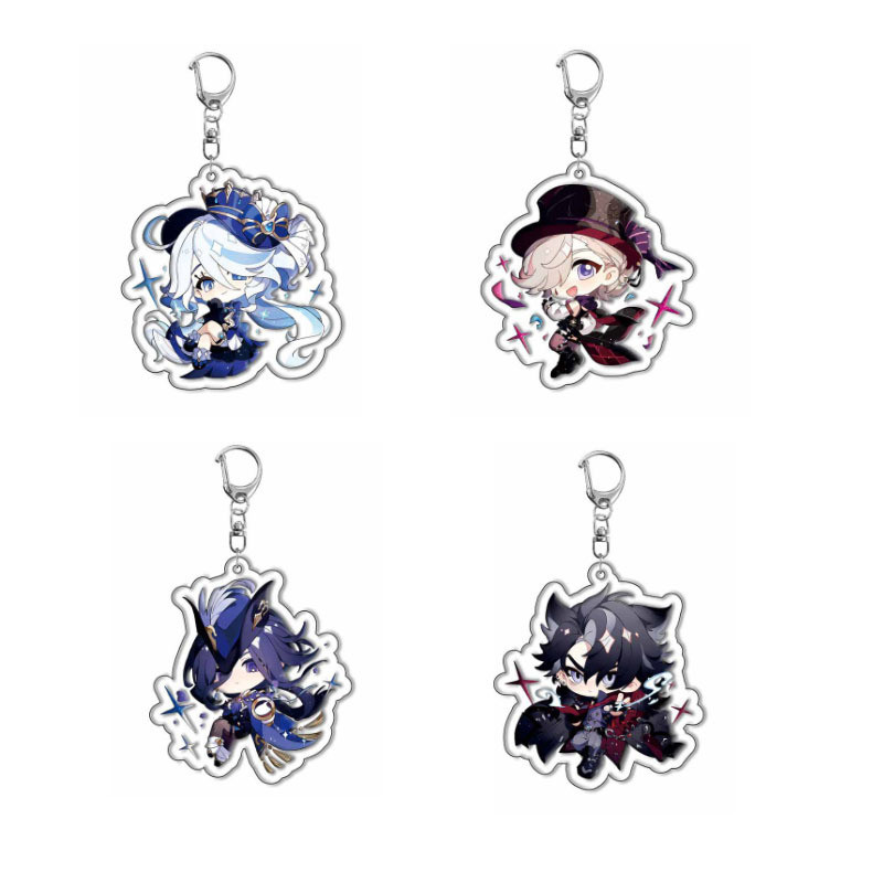 4pcs/set Wholesale Game Navia Furina Keychain For Women Men Jewelry Accessories Arcylic