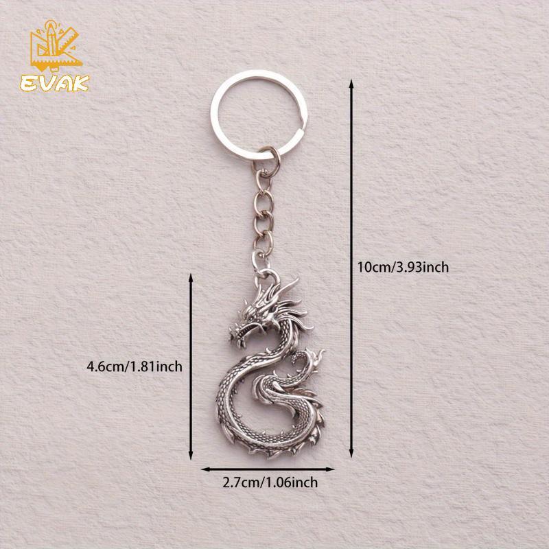 Alittlesetrtu Vintage Bạc Hợp Kim Kẽm Hình Rồng Móc Khóa Mặt Dây Chuyền, Quà Tặng Sinh Nhật Hoặc Ngày Lễ, Sản Phẩm Thời Trang Sáng Tạo, Phong Cách Retro VN