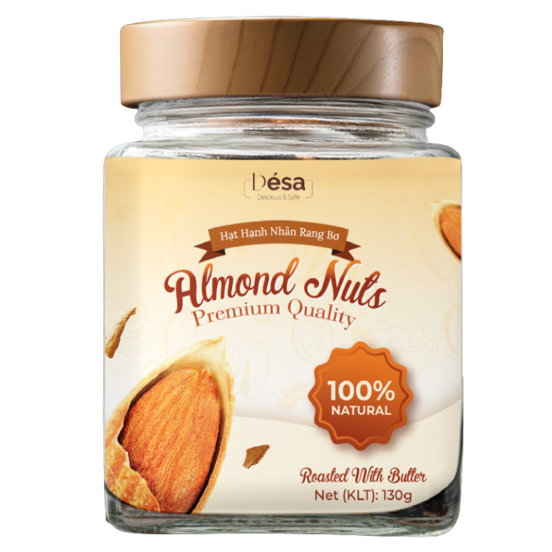 Hạnh Nhân Rang Bơ Desa 130g Hũ Thủy Tinh Cao Cấp Thơm Ngon Giòn Rụm, Quà Tết Sang Trọng Cho Lễ Tết