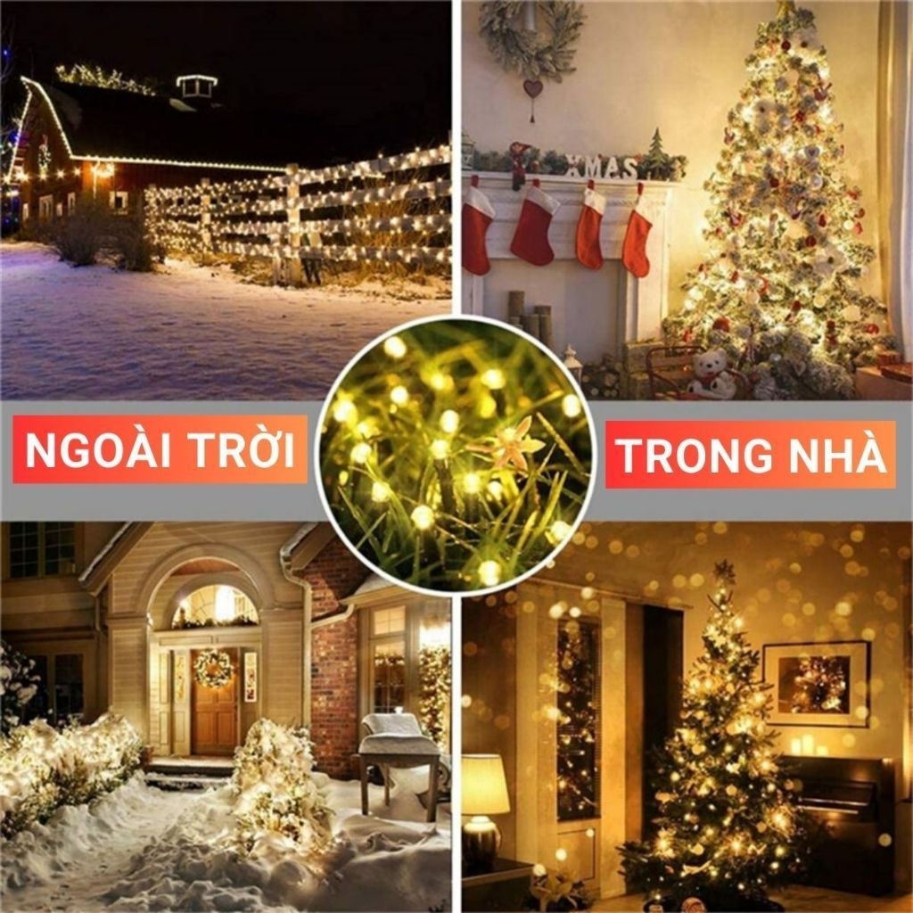 Dây Đèn Led Năng Lượng Mặt Trời 8 Chế Độ Có Nút Cảm Ứng Chống Nước Trang Trí Sân Vườn/Giáng Sinh/12m/22m